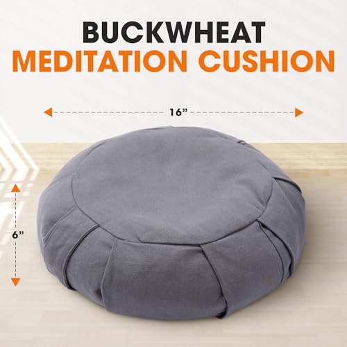 Cheer Collection Meditation Cushion - Ergonomic Floor Pillow, Yoga Pillow with Buckwheat Filling, Zafu Meditation Cushion, Comfort & Meditation Posture Support - Image 4