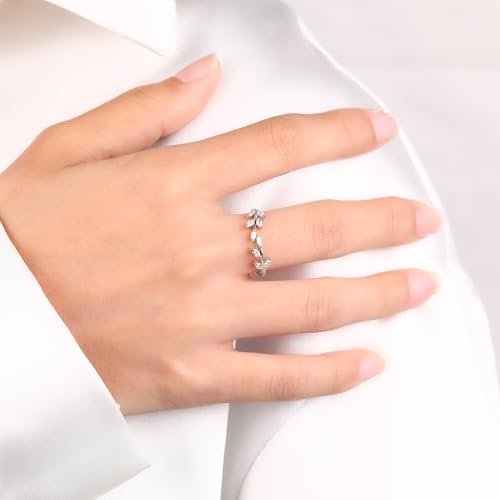 Moissanite Wedding Band for Women, 925 Sterling Silver Rings Marquise Cut Moissanite Engagement Ring Stackable Wedding Rings for Women Promise Ring for Her Size 3-102