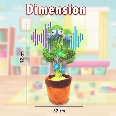Image of Plastic Hda Musical & Dancing Cactus for Kids Toy for Girls and Boys Learning & Educational Toy for Kids | Birthday & Return Gift| ( Multicolor )