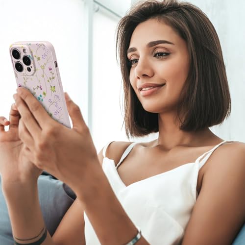 Image of RALEAVO Floral Case for iPhone 16 Pro Max, Flower Branch Pattern Design Cute Cover Case for Girls Women Slim Thin Soft Silicone Shockproof Anti-Slip Phone Case for iPhone 16 Pro Max (6.9 inch),Purple | for iPhone 16 Pro Max Case with Cute Flower Branch Pattern Design,Pretty Case for Girls Women,Soft Silicone Shockproof Cover