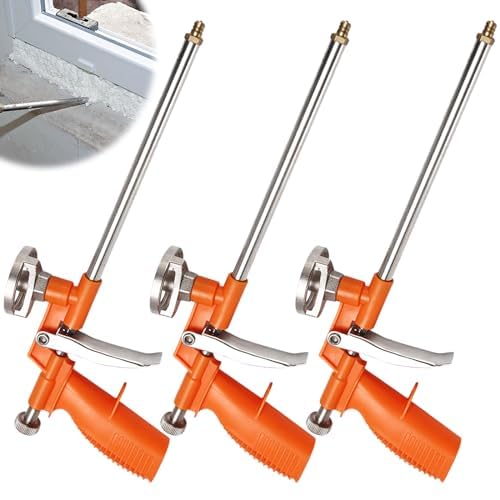 GOMETY: 3 Pezzi Pistola Schiuma Interamente Metallica, Pistola Dosatrice Precisa Con Impugnatura Ergonomica in Plastica, Per Professionisti Fai-da-te Per Sigillare E Riempire (Arancione)