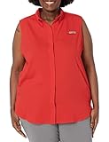 Columbia Women's Tamiami Sleeveless Shirt, Red Hibiscus, Medium