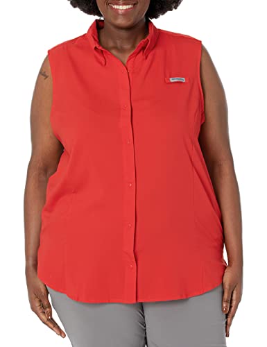 Columbia Women's Tamiami Sleeveless Shirt, Red Hibiscus, Medium