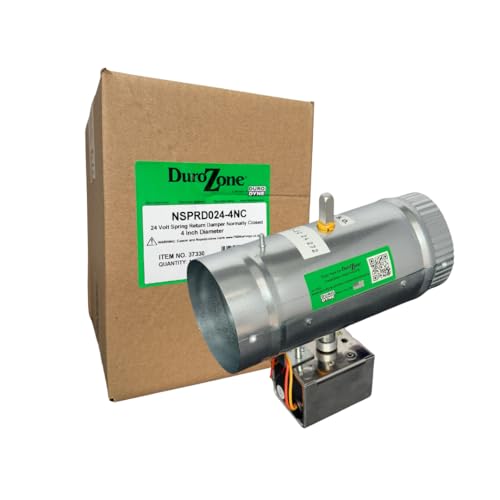 NSPRD -04 Durozone 4" HVAC Motorized NSPRD Power Close Spring Open Electric Zone Control Damper - 24V AC, Same Day Shipping