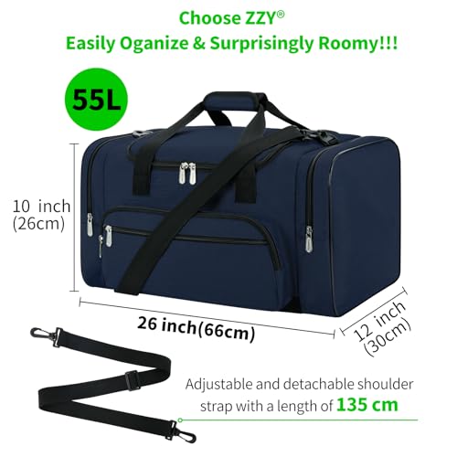 Sport Holdall Duffle Bag 75L Gym Duffle Bag with Shoulder Strap Overnight Weekender Bag for Men and Women (Navy Blue, 75L) - Image 4