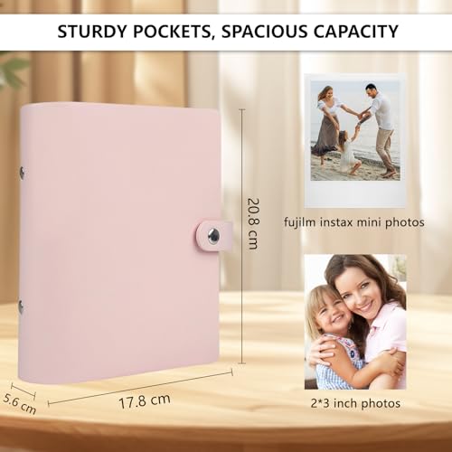 Fotoalbum mit 320 Taschen – Passend für Fujifilm Instax Mini 9 8 90 40 7 11 12 Evo LiPlay Sofortbildkamera, Kompatibel mit Polaroid Snap PIC-300, Kodak Zink Fotopapier (54x86 mm)(Rosa)