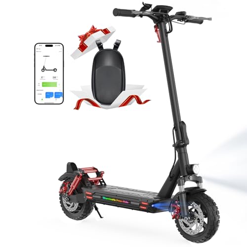 iScooter 10' Patinete Electrico Adultos,Potencia Máxima 800-1000W, con Cerraduras Electrónicas, Autonomía 40-50KM, MAX 25 KM/H, Control App, Scooter Eléctrico Adulto Plegable, Carga 150 kg