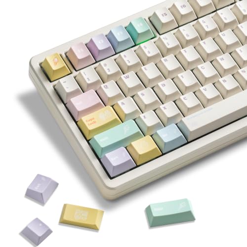 Image of Cute Ice Cream PBT Keycap Set, Cherry Profile, Dye-Sub, 143 Keys, Macaron Pastel Keycap for MX Switches Mechanical Keyboard, Compatible with 60%, 65%, 75%, 96%, Full-Sized Layout