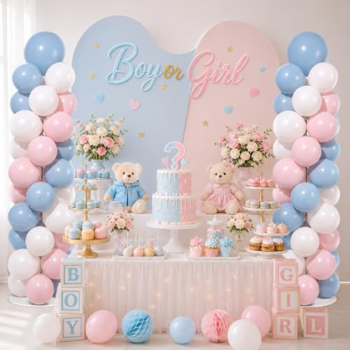 Image of 2 Sets Adjustable Balloon Column Stand Kit with Bases(Pink Blue)