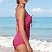 Sexy Cutout Halter One Piece Swimsuit for Women Front Tie Knot Tummy Control High Waisted Beach Vacation Swimwear Hot Pink