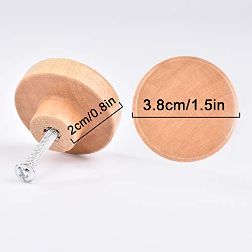 Jiabeius Dresser Knobs 12 Pack, Round Wood Knobs With Screws Unfinished Knobs For Dresser Drawers Furniture Drawer Knobs Pull Handles (38Mm Diameter,20Mm Height) #TOP2
