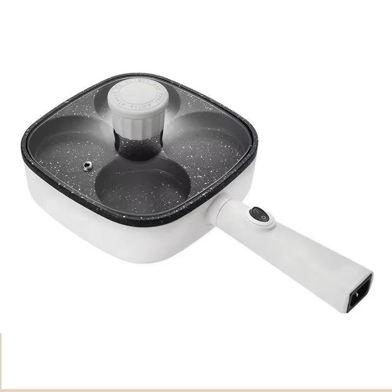Image of Electric Skillet Non-Stick Square Pan | Multi Cooking Electric Fry Pan with Tempered Glass Lid (4 Hole)