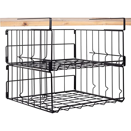 Pinkgarden Under Cabinet Basket Organizer, 2 Pack Foldable Wire Mesh Storage Shelf, Space Saving, Sturdy and Durable - Image 2