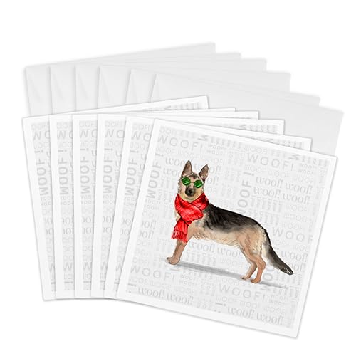 Cartes de vœux berger allemand à lunettes de soleil 3dRose Gc_299906_1 lot de 6