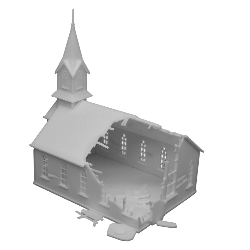 Outland Models Railway Scenery Building Danneggiato Chiesa 1:87 HO Scala