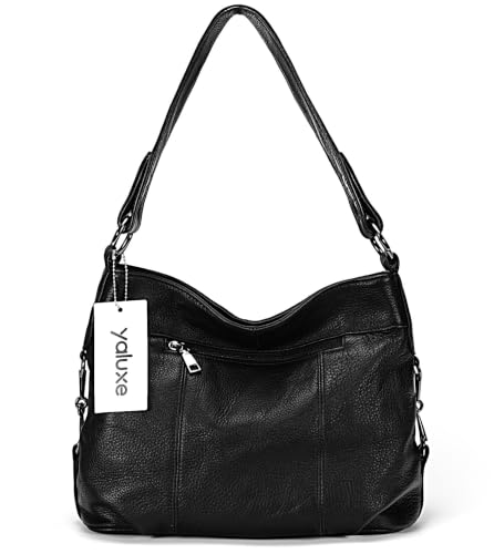 Image of YALUXE Women's Real Leather Shoulder Bags Hobo Handbag Purse Crossbody Bag