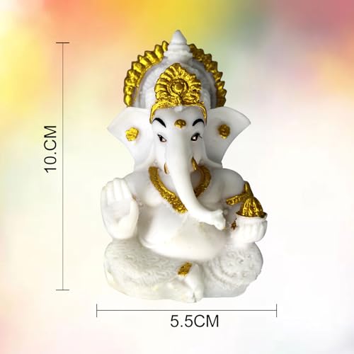 Image of Shri Ganesha Idol for Car Dashboard | Lord Statue for Decor, Office & Pooja Room Decor | Spiritual Gift for Housewarming, Festive & Religious Occasions (White)