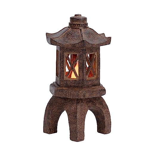 Teresa'S Collections Pagoda Lantern Garden Statues With Flickering Solar Lights cover