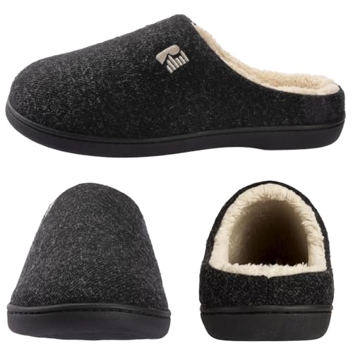 Rockdove Men's Sherpa Lined Memory Foam Clog Slipper, Size 8/9 Uk Men, Black - 3