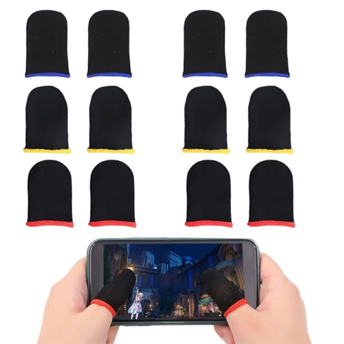 DHJWDUX 6 Pares Dedales Gamer Gamer Accesorios Gaming Anti-Sudor Pantalla Táctil De Dedo Manga Transpirable para Todos Los Juegos Y Dispositivos Móviles Negro