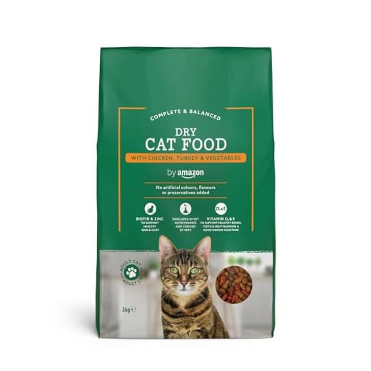 by Amazon - Croquettes complètes pour chats adultes au poulet, dinde et légumes, 3kg, lot de 1