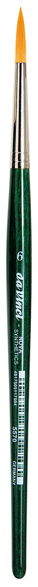 da Vinci Watercolor Series 5570 CosmoTop Nova Paint Brush, Round Synthetic with Short Green Handle, Size 6 (5570-6)