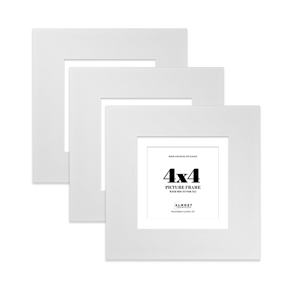 4x4" White Square Frame With Mount for 3x3" Pictures 28mm Edge Frame Display with Wall Hooks and Kickstand, 3 Pack โ image 1