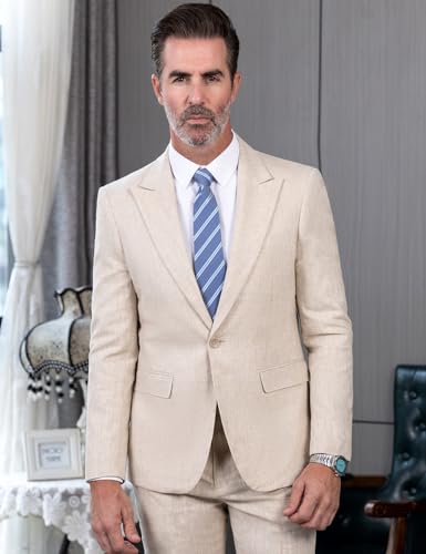 Men's Linen Casual Blazer Lightweight One Button Suit Jackets3