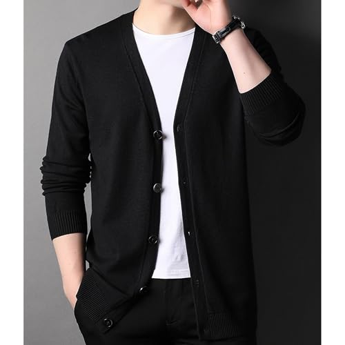 Men's Long Sleeve Cardigan Sweaters Casual Lightweight Button Knitted Sweater Slim Fit V-Neck Cable Knit Cardigans3