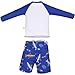 3 Piece Boy Swim Trunks and Rash Guard Sets Sun Hat Royal Surfing Shark Print UPF 50+ Bathing Suit Swimwear
