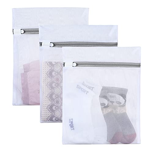 Image of Mesh Laundry Bag - 3 Pack Durable and Reusable Wash Bag Travel Organization Bag for Garment, Socks, Underwear, Panties (9.5Inch x 12 Inch) by YMHB