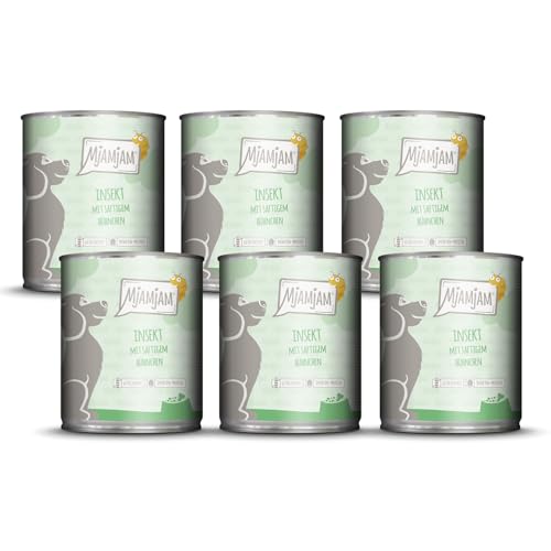MjAMjAM - Premium Nassfutter für Hunde - Insekt mit saftigem Hühnchen, 6er Pack (6 x 800 g), getreidefrei mit Insektenprotein