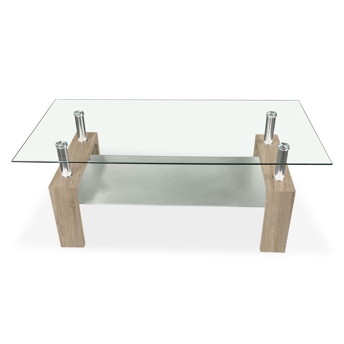 Somnia Descanso - Mesa de Centro de Cristal, Mesita de Salón o Comedor, Modelo Öland, Acabado en Color Cambria, Medidas: 110 cm (Ancho) x 55 cm (Fondo) x 45 cm (Alto)