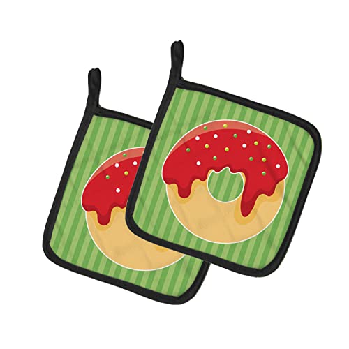 Par de agarraderas navideñas Caroline con diseño de donut multicolor 2