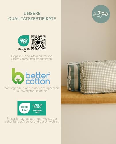 molis&co - Krabbeldecke Runder für Baby 100x5 cm - 100% Baumwolle (OEKO-TEX) - Spielmatte Baby Multifunktional, Dick & weich gepolstert - Ideal als Babydecke & Spieldecke Baby - Mint Tea