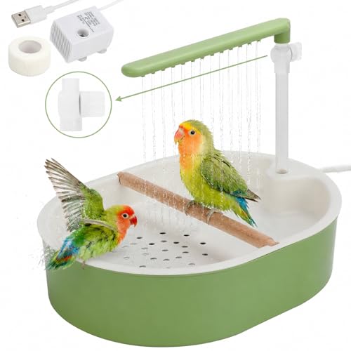 Lonepetu Automatic Parakeet Bird Bath Shower Quiet Circulating Parrot Bathtub