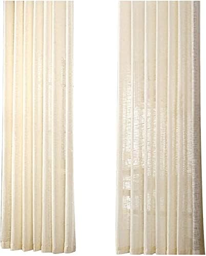 Solid Linen Beautiful Luxury Semi Sheer Curtains Window Treatments Tulle Gauze Rod Pocket Voile Curtains Panels for Kids Baby Room Bedroom Balcony(1 Panels, W 100 x L 84 inch, Yellow)