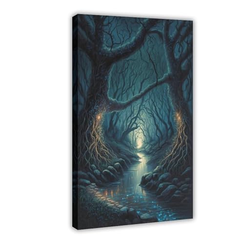 Toile forêt magique 20x30 cm de qualité premium pour une décoration murale raffinée