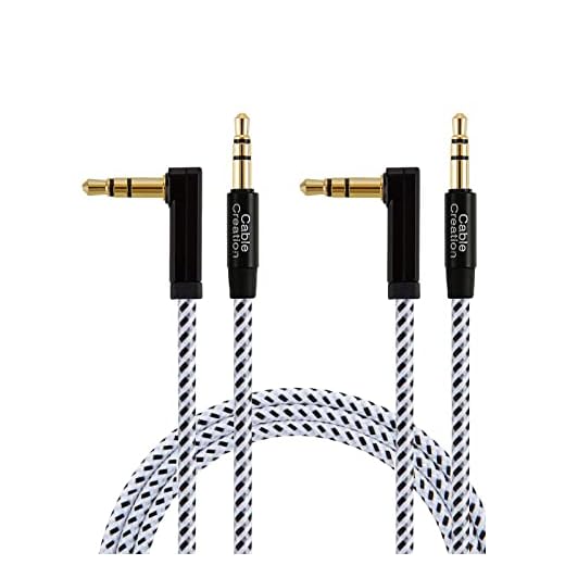 3.5mm Audio Cable [2-Pack 3Feet], CableCreation Stereo Jack 3.5mm Aux Cable 90 Degree Compatible with Headphone, Phone, 2018 Mac Mini, Microsoft Surface Dock, iPhones, Car Stereo & More