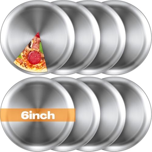 Opiniones de Platos para pizza - solo los mejores. 47 Thenshop Juego de 8 piezas de sartenes para pizza de 6 pulgadas al por mayor, juego de sartenes redondas de acero inoxidable para hornear pizza, bandejas para horno, aptas para...