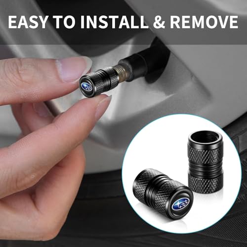 Image of Tire Valve Stem Caps, Compatible with Subaru Series Stem Cap Universal Car Air Cover Car Accessories for Cars, SUV, Truck, Motorcycles 4pcs （Black）