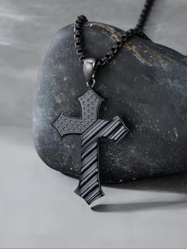 American Flag Cross Necklace for Men 925 Sterling Silver Patriotic Necklace Bible Verse USA Flag Cross Jewelry Gifts for Men2