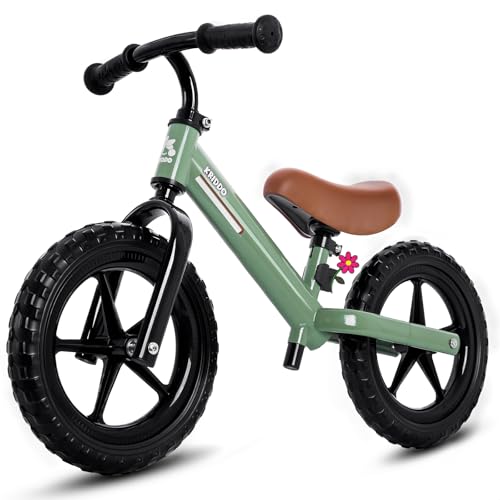 KRIDDO Laufrad ab 2 Jahre, Kinder Laufrad für 2 bis 5 Jahre, Mit Doppellagern für sanfteres Fahren, Verstellbarem Sitz und Lenker, Niedliche Plakette, Kinder 2-3 Jahren, Grün