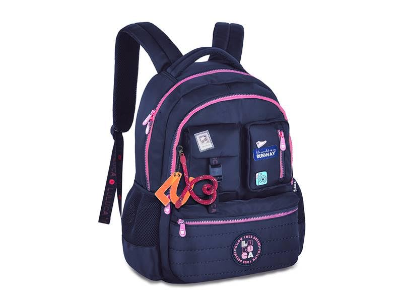 Mochila Luluca Costa Feminina Grande Notebook Bolsos Juvenil (Azul)