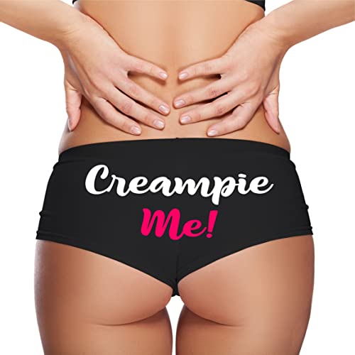 Sexy Girl Rock Creampie Me Boyshort Panties - Spicy Bedroom Gift for Wife Black
