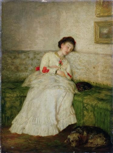 Cuadro pintura al óleo clásico El sofá verde de John Lavery para decoración de salón moderna 60x90