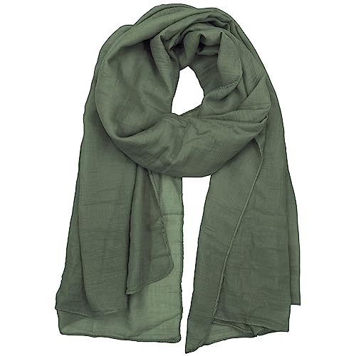 woogwin Women's Cotton Scarves Lady Light Soft Fashion Solid Scarf Wrap Shawl(New ArmyGreen)