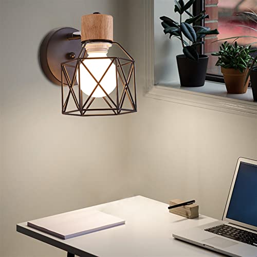 Applique murale LED industriel métal bois noir luminaire intérieur cuisine restaurant HEPBAK