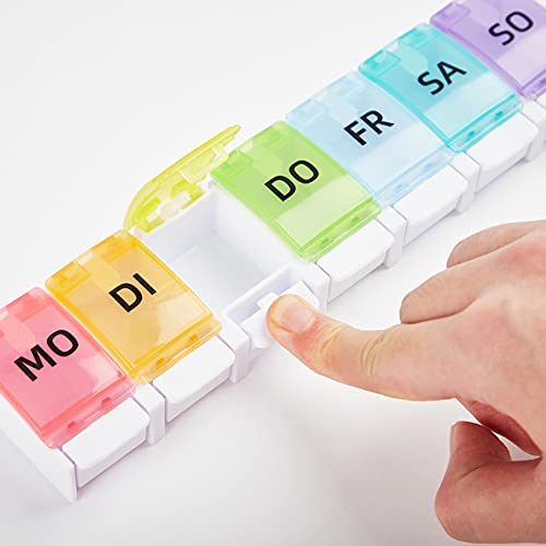 GeekerChip Tablettenbox 7 tage,Pillendose 7 Tagemedikamentenbox,Leicht Zu Öffnen,Bequem und bequem(Deutsche Version)