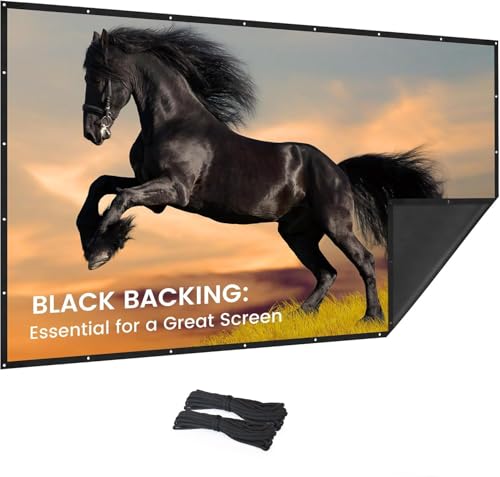 Image of 2025 Upgraded Portable Projector Screen - Black Backing,Straight Edges, Foldable, Washable and Wrinkle-Free - for Indoor Home Theater and Outdoor Cinema - 200 inch White 16:9 by IOLIEO